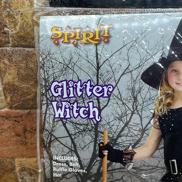 Spirit Child Halloween Costume Girl Glitter Witch Kids Event Size M 8-10 Black - Picture 11 of 13